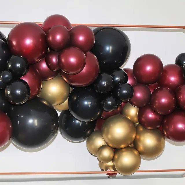 Alt view image 6 of 7 - Black Burgundy Gold Balloons 12 Inch for Kids Halloween Birthday