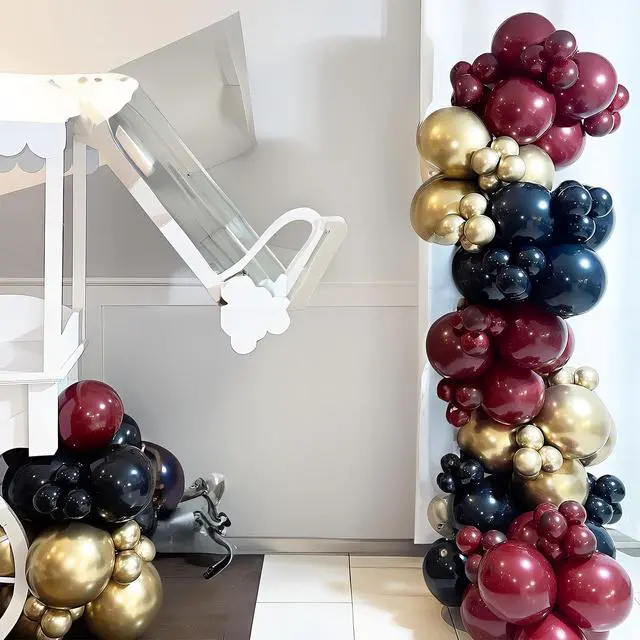 Alt view image 7 of 7 - Black Burgundy Gold Balloons 12 Inch for Kids Halloween Birthday