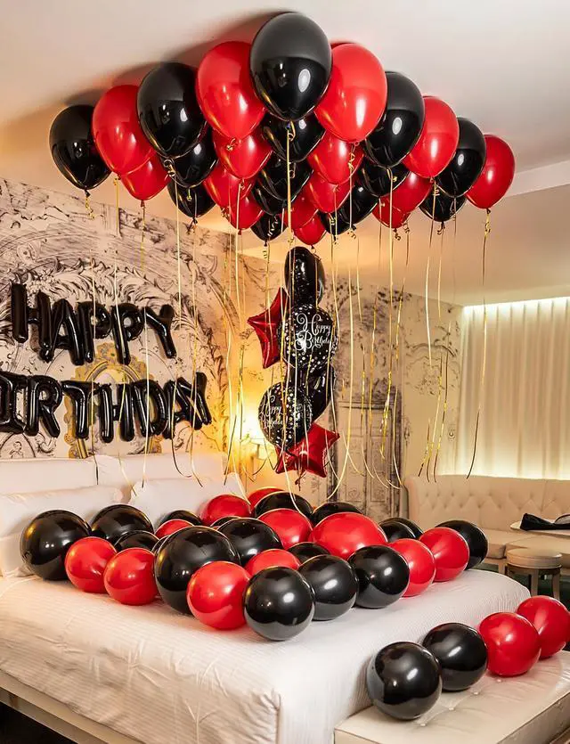 Alt view image 2 of 7 - Red and Black Balloons, Black and Red Confetti Balloons for Party