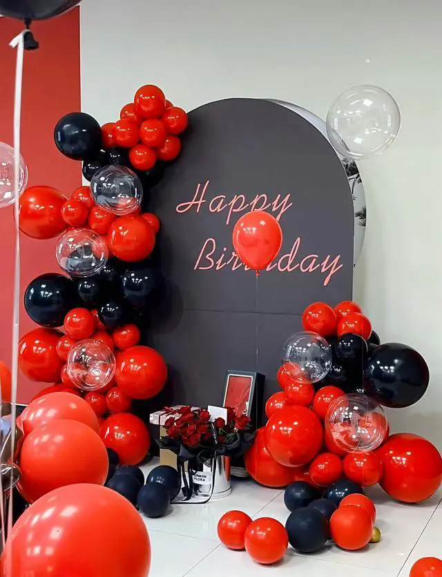 Alt view image 4 of 7 - Red and Black Balloons, Black and Red Confetti Balloons for Party