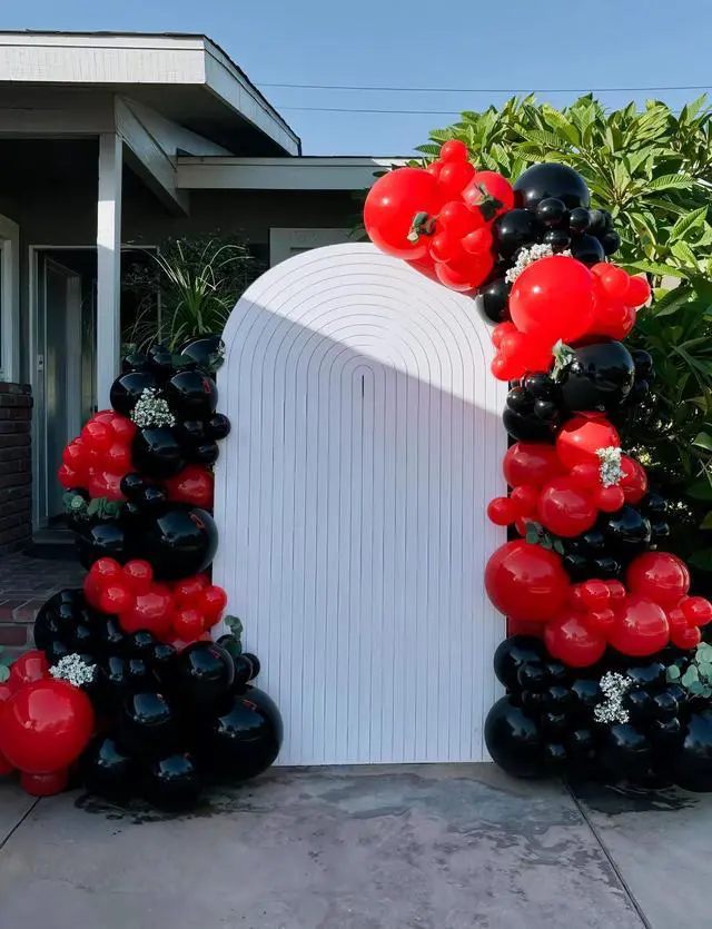 Alt view image 6 of 7 - Red and Black Balloons, Black and Red Confetti Balloons for Party