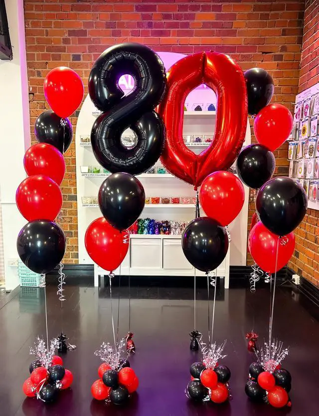 Alt view image 5 of 7 - Red and Black Balloons, Black and Red Confetti Balloons for Party