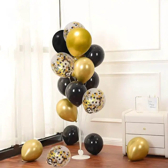 Alt view image 3 of 5 - Black and Gold Balloons with Black and Gold Confetti Balloons for New Years Graduation Baby Shower Wedding Birthday Family Parties Decoration,50Pcs 12inch