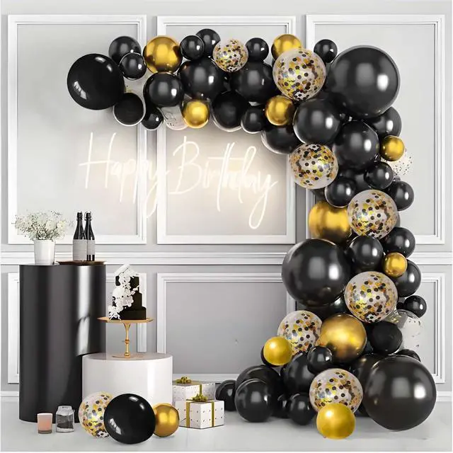 Alt view image 2 of 5 - Black and Gold Balloons with Black and Gold Confetti Balloons for New Years Graduation Baby Shower Wedding Birthday Family Parties Decoration,50Pcs 12inch