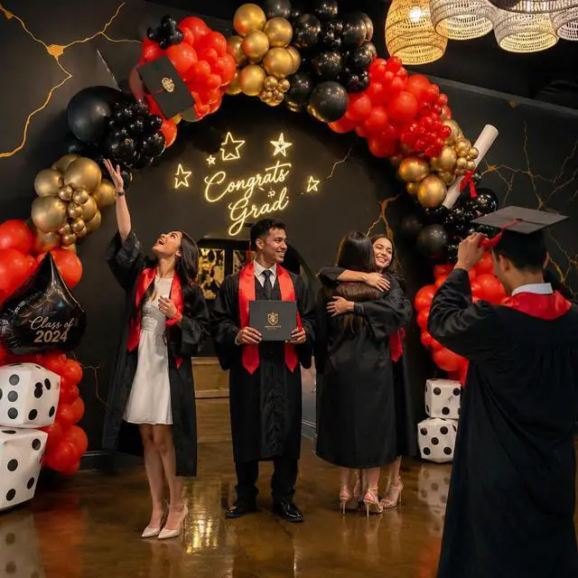 Alt view image 5 of 7 - Red Black and Gold Balloons, 60Pcs 12 Inch Red and Black Gold Party
