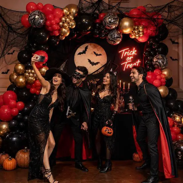 Alt view image 6 of 7 - Red Black and Gold Balloons, 60Pcs 12 Inch Red and Black Gold Party
