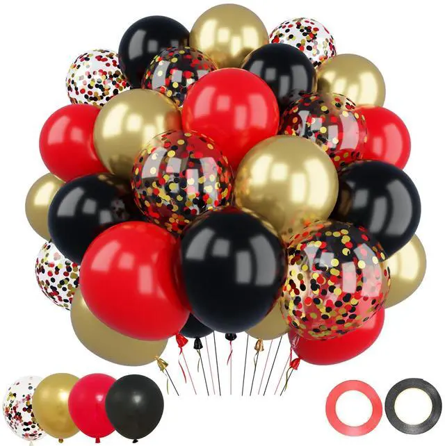 Main image of Red Black Gold Balloons Set 50Pcs 12 Inch Latex Party Balloons