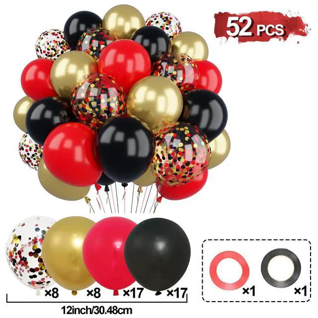 Alt view image 2 of 6 - Red Black Gold Balloons Set 50Pcs 12 Inch Latex Party Balloons