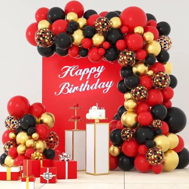 Alt view image 4 of 6 - Red Black Gold Balloons Set 50Pcs 12 Inch Latex Party Balloons