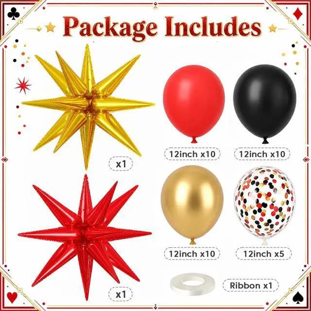 Alt view image 2 of 7 - Red Black and Gold Balloons 12 Inch Casino Party Balloons Decorations