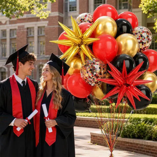 Alt view image 4 of 7 - Red Black and Gold Balloons 12 Inch Casino Party Balloons Decorations