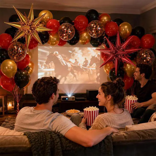 Alt view image 6 of 7 - Red Black and Gold Balloons 12 Inch Casino Party Balloons Decorations