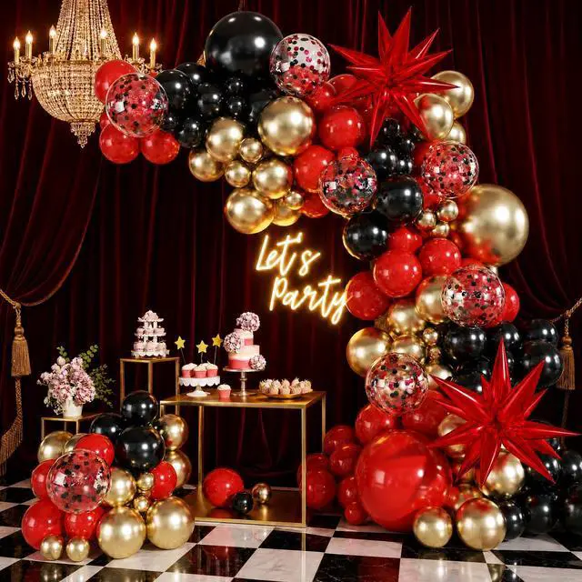 Alt view image 3 of 7 - Red and Black Balloons for Graduation New Year Party Decorations