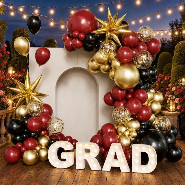 Alt view image 4 of 7 - Red and Black Balloons for Graduation New Year Party Decorations