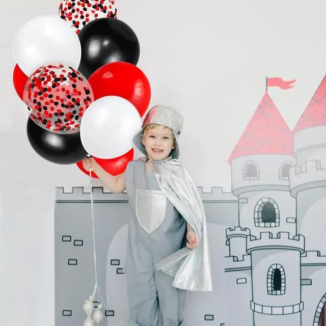 Alt view image 7 of 7 - 68Pcs Red Black White Latex Balloons 12 Inch with Black Red Confetti Balloons for Birthday, Wedding, Baby Shower, Graduation Poker Card Party.