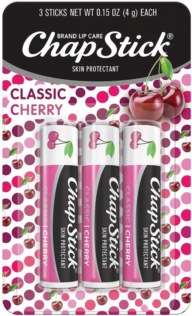 Main image of Classic Skin Protectant Flavored Lip Balm Tube, Cherry Flavor, 0.15 Ounce (Pack of 3)