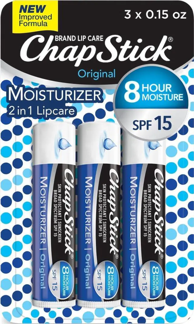 Main image of Moisturizer Original Lip Balm Tubes, SPF 15 and Skin Protectant - 0.15 Oz, 3 Count (Pack of 1)