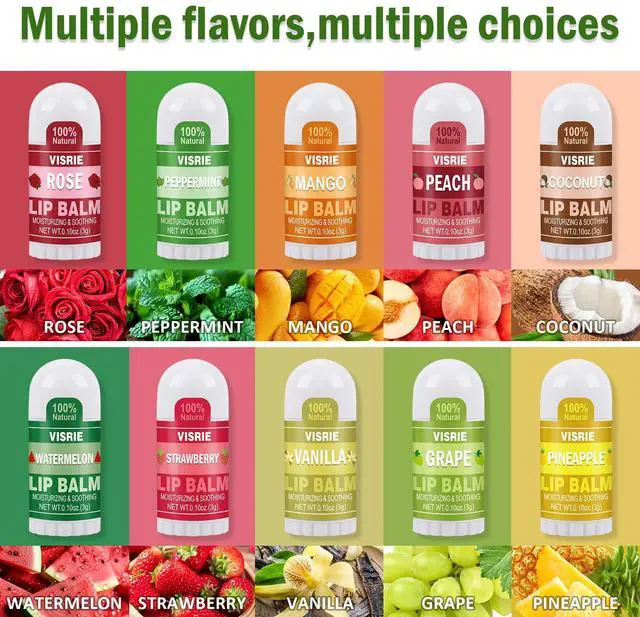 Alt view image 2 of 7 - 20 Pack Mini Lip Balm Bulk, 10 Assorted Flavors, 0.1oz