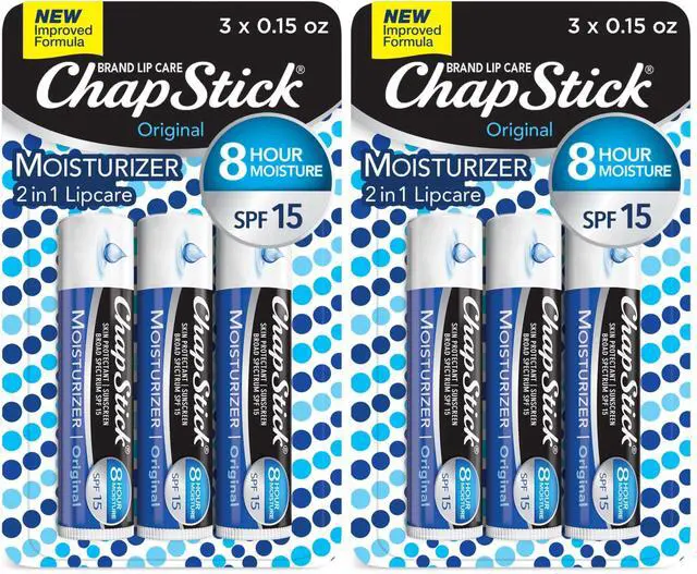 Main image of Moisturizer Original Lip Balm Tubes, SPF 15 and Skin Protectant - 0.15 Oz, 3 Count (Pack of 2)