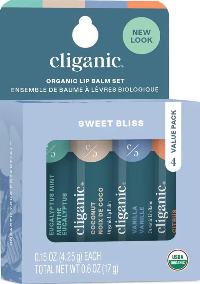 Main image of Organic Lip Balm Set - 4 Flavors - Natural Hydrating for Cracked & Dry Lips