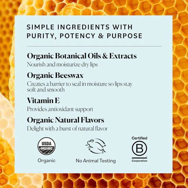 Alt view image 4 of 7 - USDA Organic Beeswax Lip Balms for Dry Lips, 4 Organic Scents