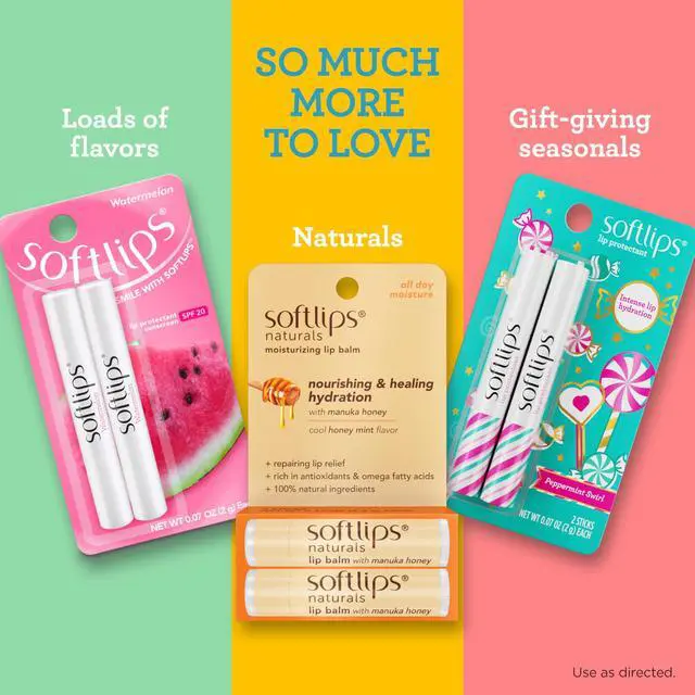 Alt view image 6 of 7 - Daily Lip Moisturizer For Very Dry Lips, Multi-Flavored Lip Balms, Hydrates, Soothes & Prevents Dry, Chapped Lips, Smooth Glide Formula, Dermatologist Tested, Pack of 3 Chap Sticks
