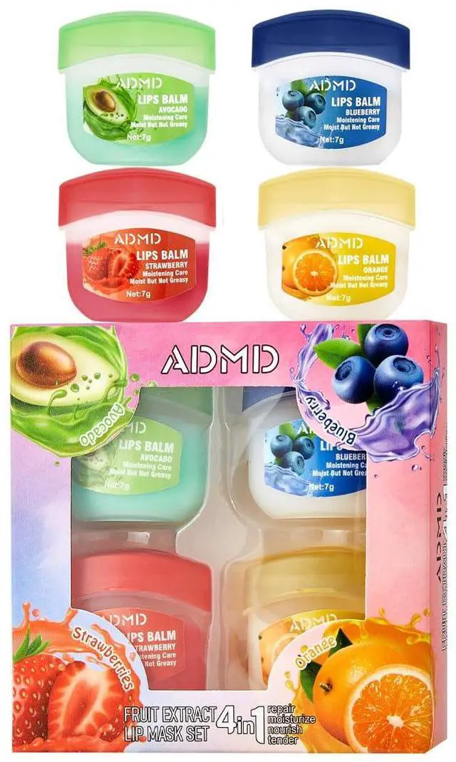 Main image of Fruit Flavor Lip Balm Set - 4/6/8 Pack Moisturizing Lip Care Kit with Natural Extracts, Non-Greasy Formula for Dry & Chapped Lips, Portable Everyday Lip Balm for Women Men (4 PACKS)