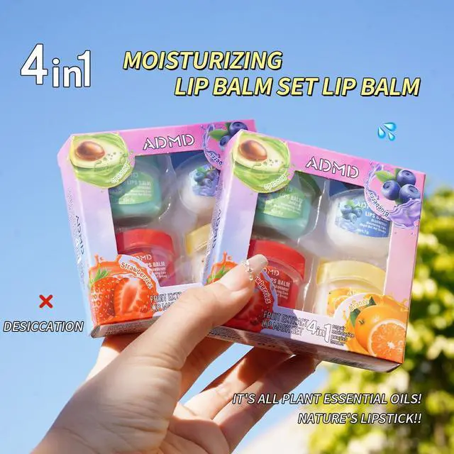 Alt view image 2 of 7 - Fruit Flavor Lip Balm Set - 4/6/8 Pack Moisturizing Lip Care Kit with Natural Extracts, Non-Greasy Formula for Dry & Chapped Lips, Portable Everyday Lip Balm for Women Men (4 PACKS)