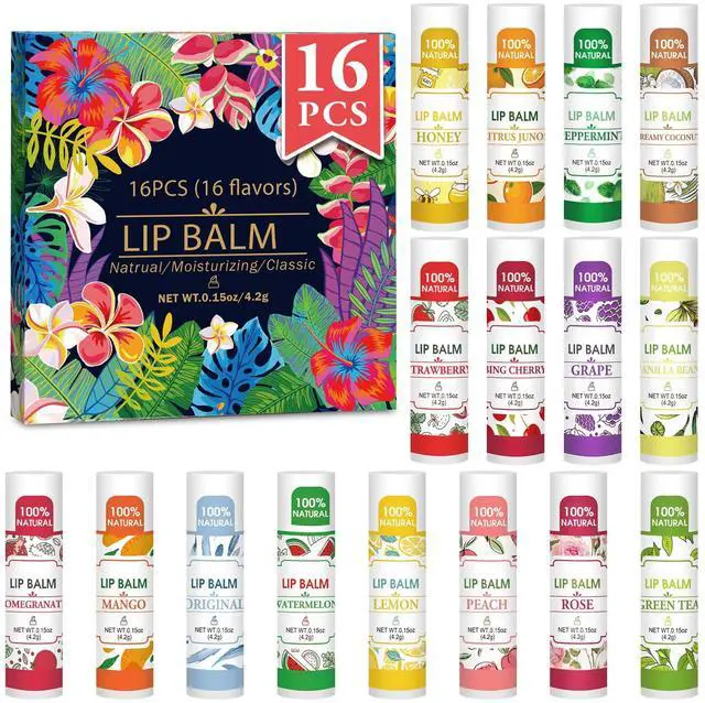 Main image of 16 Pack Lip Balm Bulk, Natural, 16 Flavors