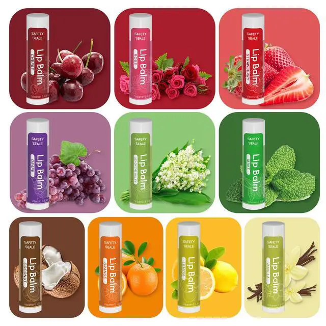 Alt view image 2 of 7 - 10 Pack Natural Lip Balm Bulk with Vitamin E and Coconut Oil Valentine's Choice Gift - Moisturizing, Soothing, and Repairing Dry and Chapped Lips - 10 Flavors - Non-GMO