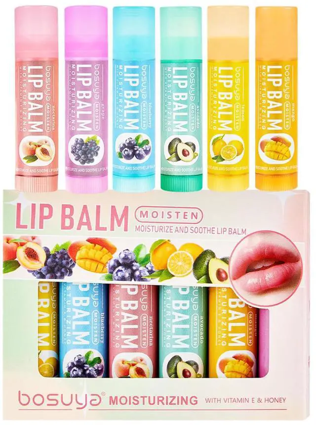 Main image of 6 Flavors Lip Balm Set-Gentle Hydration for Dry & Sensitive Lips, All-Day Moisture Hydrating & Repairing for Delicate Lips Smooth Non-Greasy