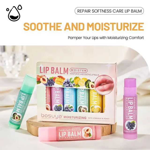 Alt view image 2 of 7 - 6 Flavors Lip Balm Set-Gentle Hydration for Dry & Sensitive Lips, All-Day Moisture Hydrating & Repairing for Delicate Lips Smooth Non-Greasy