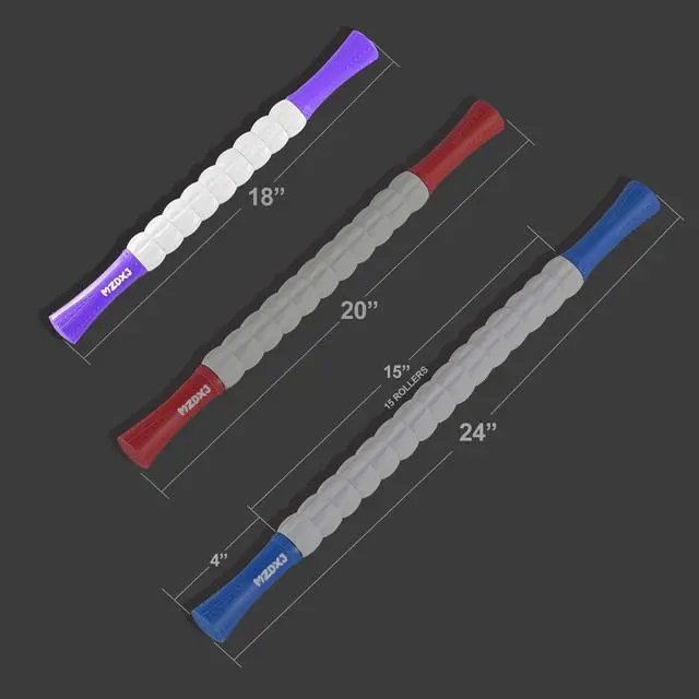 Alt view image 4 of 5 - Muscle Roller Massage Roller Stick- Deep Tissue Fascia Blaster for Myofascial Pain Relief, Lymphatic Drainage & Body Sculpting, Handheld Physical Therapy & Recovery Tool (Purple White)