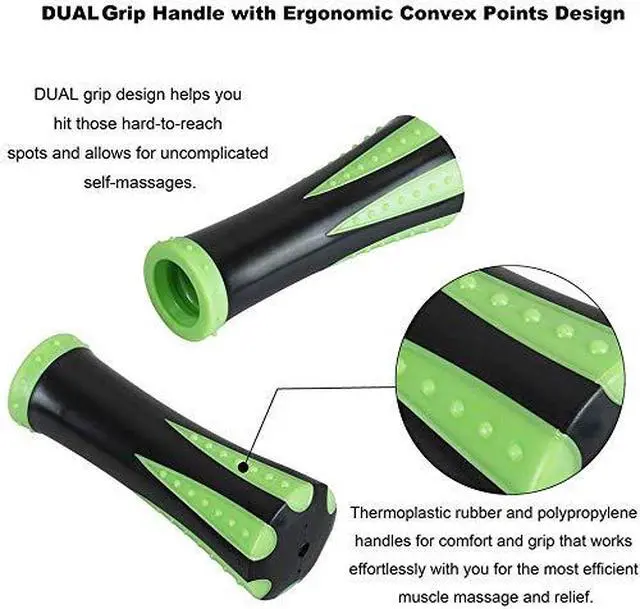Alt view image 4 of 7 - Professional 9-Roller Deep Tissue Massage Stick - Portable Muscle Recovery Roller for Athletes, Relieves Post-Workout Soreness & Leg/Back Pain - Portable Physio Tool (Black)