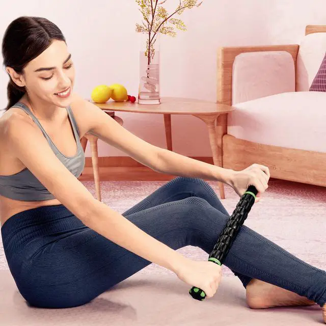 Alt view image 7 of 7 - Professional 9-Roller Deep Tissue Massage Stick - Portable Muscle Recovery Roller for Athletes, Relieves Post-Workout Soreness & Leg/Back Pain - Portable Physio Tool (Black)