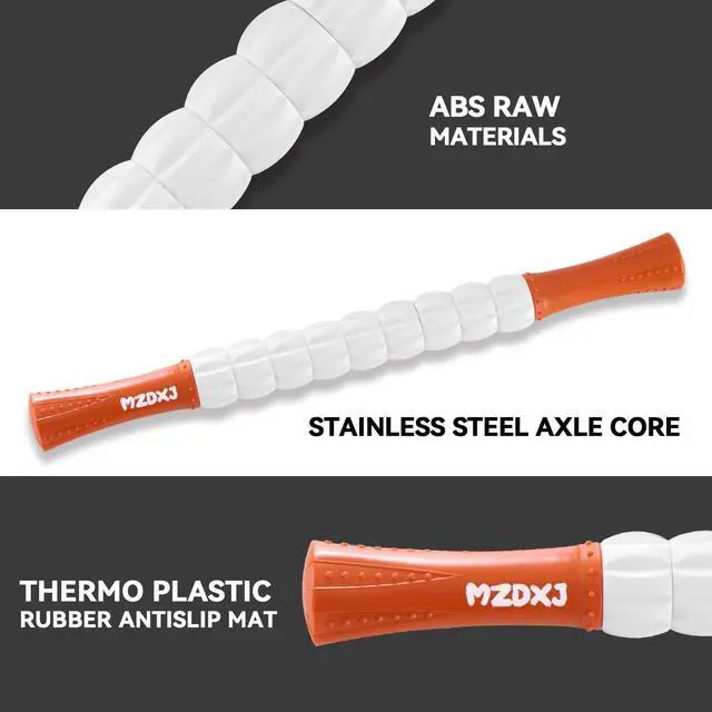 Alt view image 2 of 5 - Muscle Roller Massage Roller Stick- Deep Tissue Fascia Blaster for Myofascial Pain Relief, Lymphatic Drainage & Body Sculpting, Handheld Physical Therapy & Recovery Tool(Orange White)