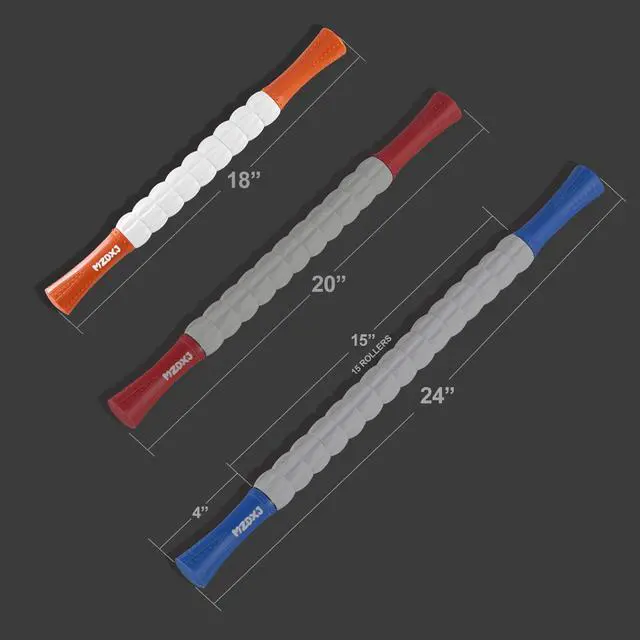Alt view image 3 of 5 - Muscle Roller Massage Roller Stick- Deep Tissue Fascia Blaster for Myofascial Pain Relief, Lymphatic Drainage & Body Sculpting, Handheld Physical Therapy & Recovery Tool(Orange White)