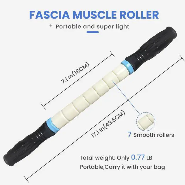 Alt view image 2 of 7 - Muscle Roller Stick Massage Roller for Lymphatic Drainage, Cellulite Massager, Leg Massager for Circulation and Pain Relief, Deep Tissue & Trigger Point Massage