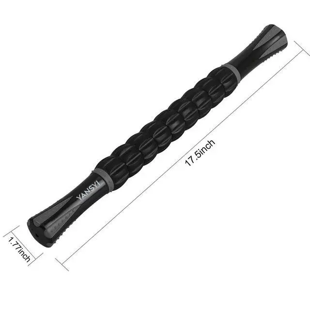 Alt view image 2 of 7 - Professional 9-Roller Deep Tissue Massage Stick - Portable Muscle Recovery Roller for Athletes, Relieves Post-Workout Soreness & Leg/Back Pain - Portable Physio Tool (Gray)