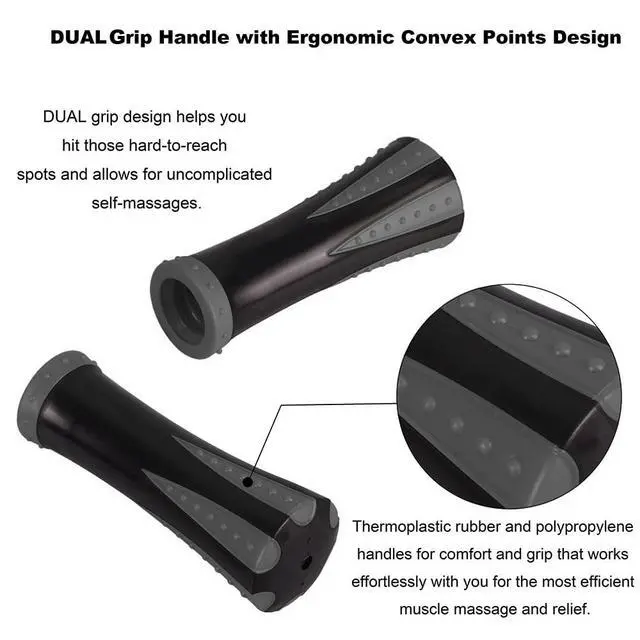 Alt view image 4 of 7 - Professional 9-Roller Deep Tissue Massage Stick - Portable Muscle Recovery Roller for Athletes, Relieves Post-Workout Soreness & Leg/Back Pain - Portable Physio Tool (Gray)