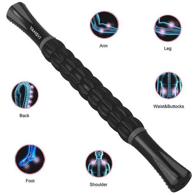Alt view image 6 of 7 - Professional 9-Roller Deep Tissue Massage Stick - Portable Muscle Recovery Roller for Athletes, Relieves Post-Workout Soreness & Leg/Back Pain - Portable Physio Tool (Gray)