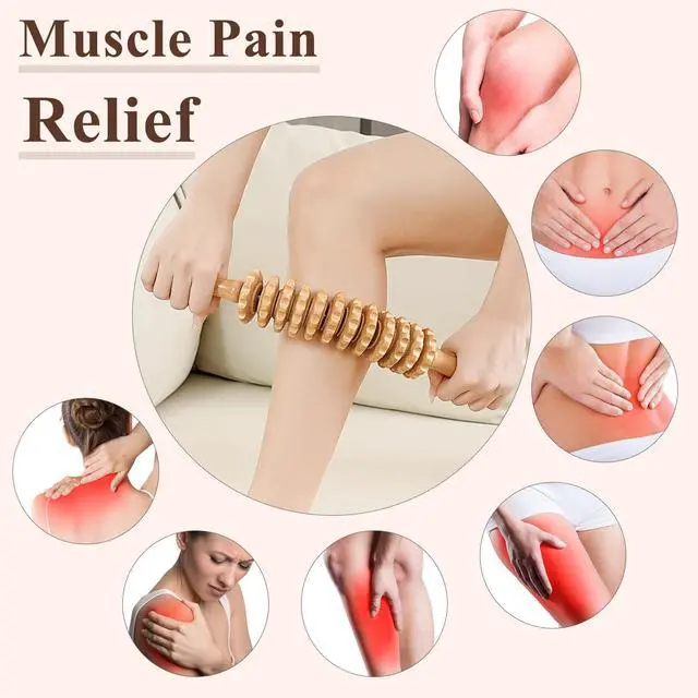 Alt view image 4 of 6 - Wood Massage Roller Muscle Roller Cellulite Massage Tool Fascia Blaster Lymphatic Drainage Massager Wood Therapy Massage Tools for Deep Tissue Muscle Relief Recovery(12-Wheel)