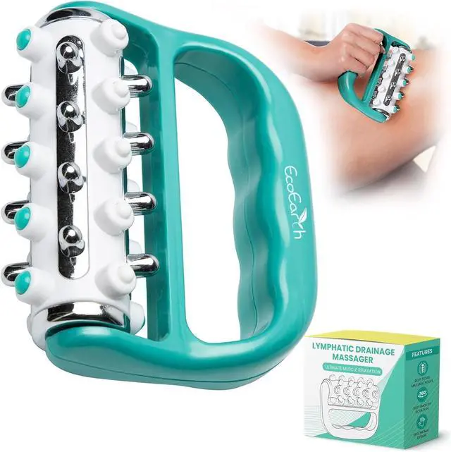 Main image of Myofascial Release Cellulite Massager - Green - Lymphatic Drainage Massage Roller - Handheld Deep Tissue Massage Therapy Tool for Men and Women - Reduce Appearance of Cellulite