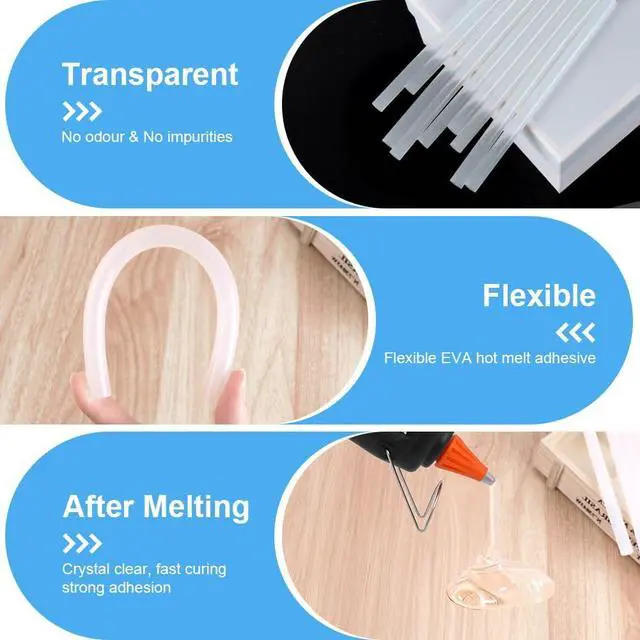 Alt view image 6 of 6 - 80 Pack Mini Size Hot Glue Sticks for Mini Glue Guns 0.27 in. Diameter, 4 in. Length (7mm x 100mm) - All Purpose, All Temperature - Great for DIY, Arts, and Crafting - Clear