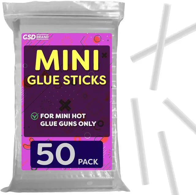 Main image of 50 Pack Bulk Mini Hot Glue Sticks for Glue Gun, 4" x 0.27", 7mm