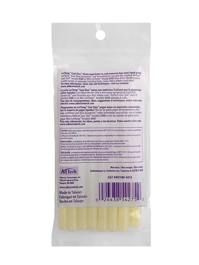 Alt view image 2 of 6 - Ultra Low Temp Cool Glue Sticks, Mini 4-Inch 15-Pack for Safe Crafting & DIY, Fast Bonding, Ideal for Delicate Materials, Fits Low Temp Mini Glue Guns, Made in USA