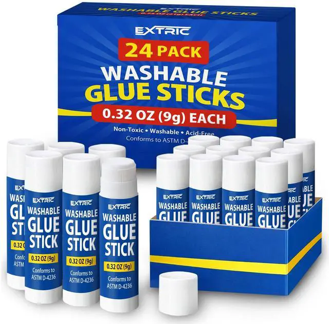 Main image of Glue Sticks Bulk Classroom 24 PK 0.32 OZ Washable Glue Sticks Kids