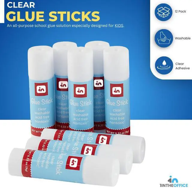 Alt view image 3 of 7 - School Glue Sticks, Glue Sticks for Kids, Clear, Washable, 0.32oz, 12 Pack