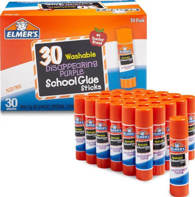 Main image of Disappearing Purple School Glue Sticks, Washable, 7 Grams, 30 Count - Posters, Back to School, Bulk Pack for Classrooms, #1 Teacher Brand