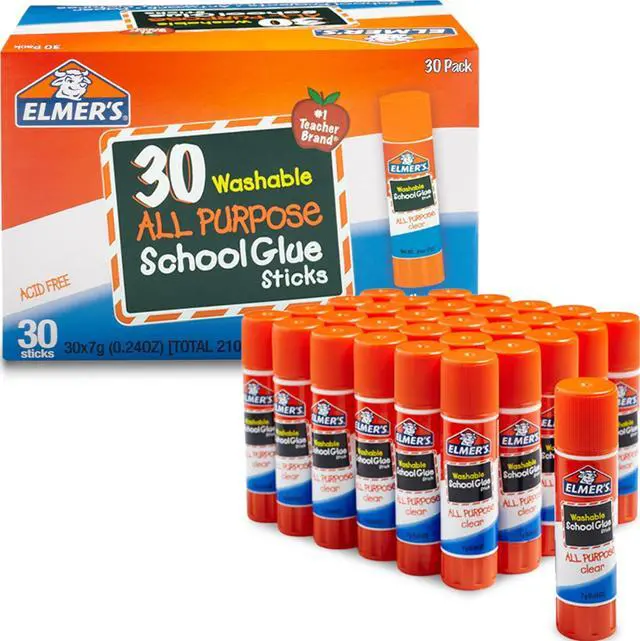 Main image of All Purpose School Glue Sticks, Acid-Free and Washable, Clear, 7 Grams, 30 Count - Craft Projects, Poster, Classroom Supplies, #1 Teacher Brand